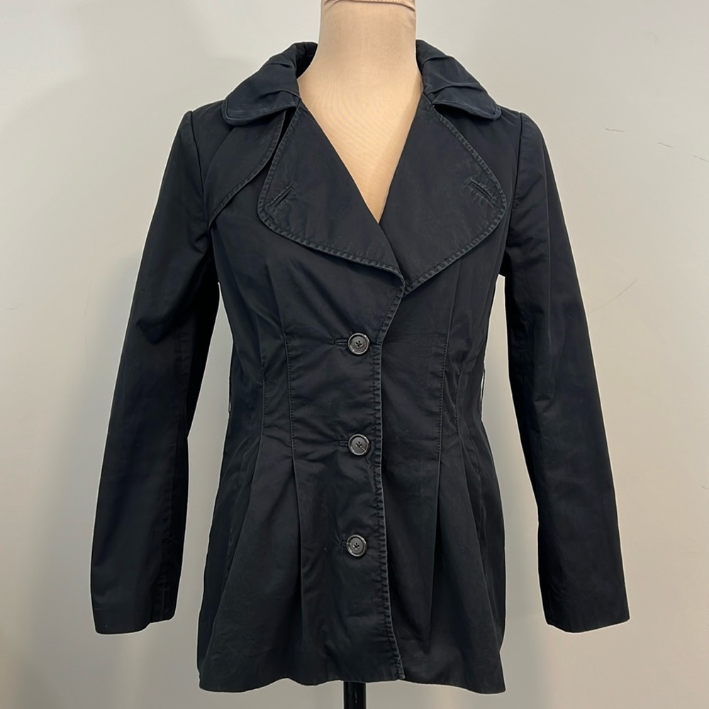 Banana Republic Black Round Collar Emma Jacket Pleated Waist Spring 2009 Small